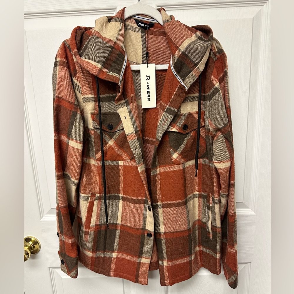 JMIERR Hooded Flannel Jacket BNWT size M